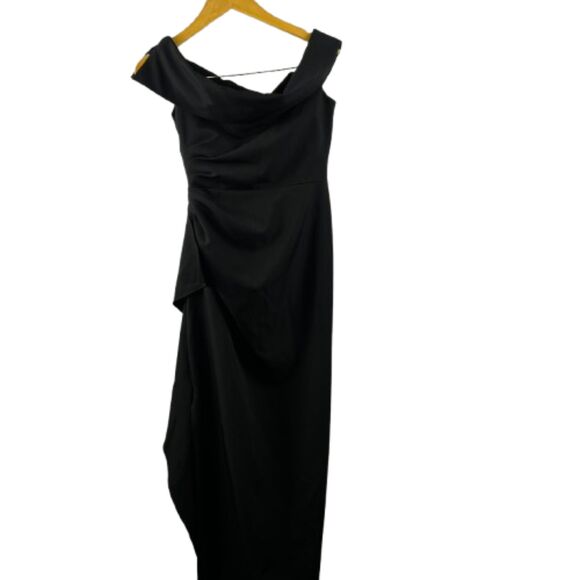 Vince Camuto Off the Shoulder Ruched Sleeveless Sheath Black Dress Size 2 /XS - Picture 5 of 9